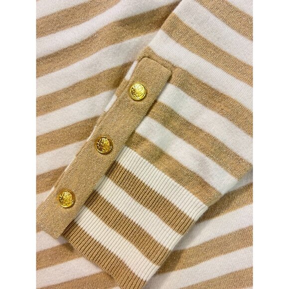 Lilly Pulitzer Dinah Crewneck Sweater Gold Stripe Medium - Picture 5 of 6